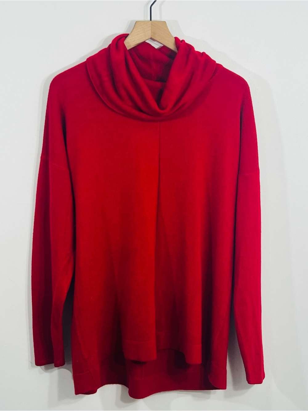 Croft & Barrow Red Cowl Neck Pullover High Low Knit Sweater Tunic Size 1X Cozy